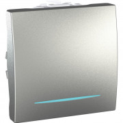 Вимикач Schneider Electric Unica 1-клавішний схема 1 з підсвічуванням алюміній MGU3.201.30N