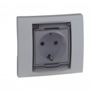 Розетка Schneider Electric Unica із заземленням шторками та кришкою IP44 білий MGU61.037.18