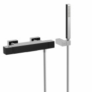 Термостатичний змішувач для ванни та душу Tres Cuadro Exclusive з ручним душем чорний/хром 6071749