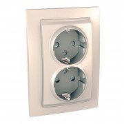 Розетка Schneider Electric Unica двойная с заземлением и шторками слоновая кость MGU23.067.25
