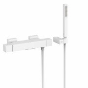 Термостатический смеситель для ванны и душа Tres Cuadro Exclusive с ручным душем белый матовый 007174039BM