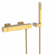 Термостатический смеситель для ванны и душа Tres Cuadro Exclusive с ручным душем золото матовый 007174039OM