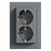 Розетка Schneider Electric Asfora двойная с заземлением сталь EPH9900162