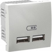 USB-розетка Schneider Electric Unica 2,1А алюминий MGU3.418.30
