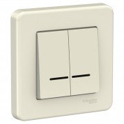 Вимикач 2-клавішний Schneider Electric Leona з підсвічуванням крем LNA2000323