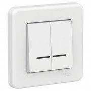 Вимикач Schneider Electric Leona 2-клавішний з підсвічуванням білий LNA2000321