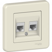Комп'ютерна розетка Schneider Electric Leona подвійна RJ45 кат5e пластик крем LNA4400123