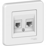 Розетка компьютерная+телефонная Schneider Electric Leona RJ45+RJ11 белый LNA4900121