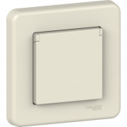 Розетка Schneider Electric Leona із заземленням та кришкою крем LNA3100223