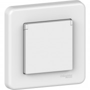 Розетка Schneider Electric Leona із заземленням та кришкою білий LNA3100221