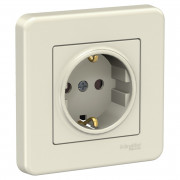 Розетка Schneider Electric Leona із заземленням та захисними шторками крем LNA2900223