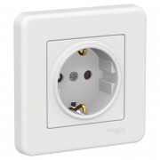 Розетка Schneider Electric Leona із заземленням та захисними шторками білий LNA2900221
