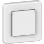 Розетка Schneider Electric Leona с заземлением и крышкой белый LNA3100221