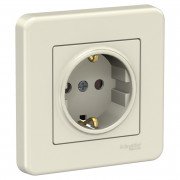 Розетка Schneider Electric Leona с заземлением и защитными шторками крем LNA2900223