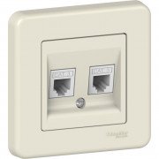 Розетка телефонна Schneider Electric Leona подвійна 4 контакти пластик крем LNA4200123