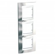 Рамка 3-постовая Schneider Electric Unica Plus вертикальная хром блестящий/белый MGU66.006V.810