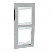 Рамка 2-постова Schneider Electric Unica Plus вертикальна хром блискучий/білий MGU66.004V.810