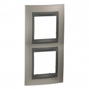 Рамка 2-постова Schneider Electric Unica Top вертикальна нікель матовий/графіт MGU66.004V.239