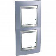 Рамка 2-постовая Schneider Electric Unica Top вертикальная голубой берилл/алюминий MGU66.004V.098