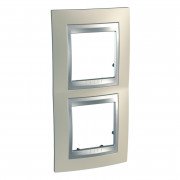 Рамка 2-постова Schneider Electric Unica Top вертикальна титановий/алюміній MGU66.004V.095