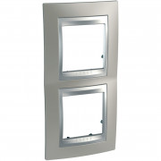 Рамка 2-постова Schneider Electric Unica Top вертикальна нікель матовий/алюміній MGU66.004V.039