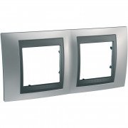 Рамка 2-постовая Schneider Electric Unica Top хром матовый/графит MGU66.004.238