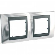 Рамка 2-постова Schneider Electric Unica Top хром блискучий/графіт MGU66.004.210