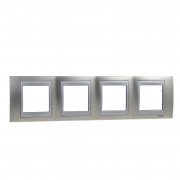 Рамка 4-постовая Schneider Electric Unica Top никель матовый/алюминий MGU66.008.039