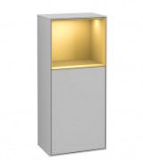 Шафка для ванної Villeroy & Boch Finion 41,8х93,6х27 см петлі праворуч з підсвічуванням МДФ світло-сірий матовий лак/золотий матовий лак F530HFGJ