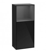 Шафка для ванної Villeroy & Boch Finion 41,8х93,6х27 см петлі праворуч з підсвічуванням МДФ глянсовий чорний лак/антрацит матовий лак F530GKPH