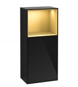 Шафка для ванної Villeroy & Boch Finion 41,8х93,6х27 см петлі праворуч з підсвічуванням МДФ глянсовий чорний лак/золотий матовий лак F530HFPH