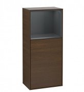 Шафка для ванної Villeroy & Boch Finion 41,8х93,6х27 см петлі праворуч з підсвічуванням ДСП шпон волоського горіха/темно-синій матовий лак F530HGGN