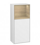 Шафка для ванної Villeroy & Boch Finion 41,8х93,6х27 см петлі праворуч з підсвічуванням МДФ глянсовий білий лак/шпон дуба F530PCGF