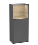 Шкафчик для ванной Villeroy & Boch Finion 41,8х93,6х27 см петли справа с подсветкой МДФ антрацит матовый лак/шпон дуба F530PCGK