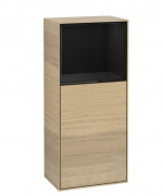 Шкафчик для ванной Villeroy & Boch Finion 41,8х93,6х27 см петли справа с подсветкой ДСП шпон дуба/глянцевый черный лак F530PHPC