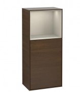 Шафка для ванної Villeroy & Boch Finion 41,8х93,6х27 см петлі праворуч з підсвічуванням ДСП шпон волоського горіха/пісок матовий лак F530HHGN