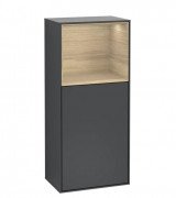 Шафка для ванної Villeroy & Boch Finion 41,8х93,6х27 см петлі праворуч з підсвічуванням ДСП темно-синій матовий лак/шпон дуба F530PCHG