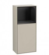 Шафка для ванної Villeroy & Boch Finion 41,8х93,6х27 см петлі праворуч з підсвічуванням МДФ пісок матовий лак/чорний матовий лак F530PDHH