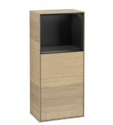 Шкафчик для ванной Villeroy & Boch Finion 41,8х93,6х27 см петли справа с подсветкой ДСП шпон дуба/черный матовый лак F530PDPC