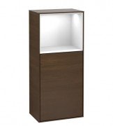 Шкафчик для ванной Villeroy & Boch Finion 41,8х93,6х27 см петли справа с подсветкой ДСП шпон грецкого ореха/глянцевый белый лак G530GFGN