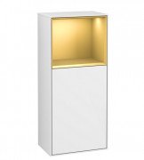 Шафка для ванної Villeroy & Boch Finion 41,8х93,6х27 см петлі праворуч з підсвічуванням МДФ глянсовий білий лак/золотий матовий лак G530HFGF