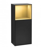 Шкафчик для ванной Villeroy & Boch Finion 41,8х93,6х27 см петли справа с подсветкой МДФ черный матовый лак/золотой матовый лак G530HFPD