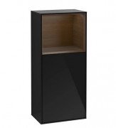 Шафка для ванної Villeroy & Boch Finion 41,8х93,6х27 см петлі праворуч з підсвічуванням МДФ глянсовий чорний лак/шпон волоського горіха G530GNPH