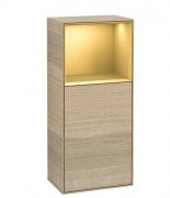 Шафка для ванної Villeroy & Boch Finion 41,8х93,6х27 см петлі праворуч з підсвічуванням ДСП шпон дуба/золотий матовий лак G530HFPC