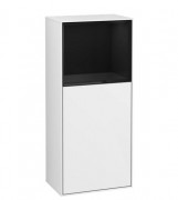 Шкафчик для ванной Villeroy & Boch Finion 41,8х93,6х27 см петли справа с подсветкой МДФ глянцевый белый лак/глянцевый черный лак G530PHGF