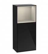 Шафка для ванної Villeroy & Boch Finion 41,8х93,6х27 см петлі праворуч з підсвічуванням МДФ глянсовий чорний лак/пісок матовий лак G530HHPH