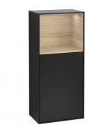 Шафка для ванної Villeroy & Boch Finion 41,8х93,6х27 см петлі праворуч з підсвічуванням МДФ чорний матовий лак/шпон дуба G530PCPD