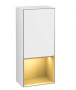 Шафка для ванної Villeroy & Boch Finion 41,8х93,6х27 см петлі зліва з підсвічуванням МДФ глянсовий білий лак/золотий матовий лак F540HFGF