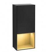 Шкафчик для ванной Villeroy & Boch Finion 41,8х93,6х27 см петли слева с подсветкой МДФ черный матовый лак/золотой матовый лак F540HFPD