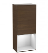 Шафка для ванної Villeroy & Boch Finion 41,8х93,6х27 см петлі зліва з підсвічуванням ДСП шпон волоського горіха/білий матовий лак F540MTGN